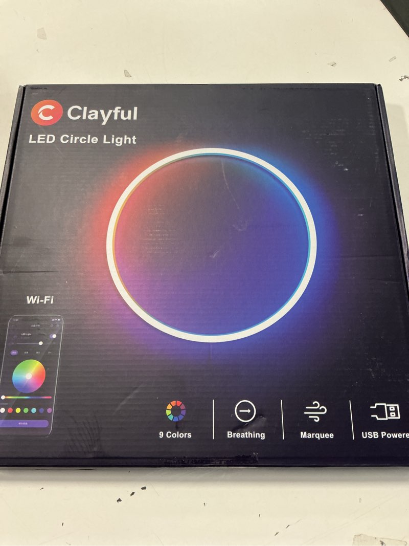 Condition photo showing New/Like New for Clayful Moon & Cloud RGBICW LED Neon Sign - Acrylic Engraved RGB Mood Lamp with Multiple Lighting Modes, Music Sync, Bluetooth & Wired Control - Bedroom, Kids Room, Café, Party Décor