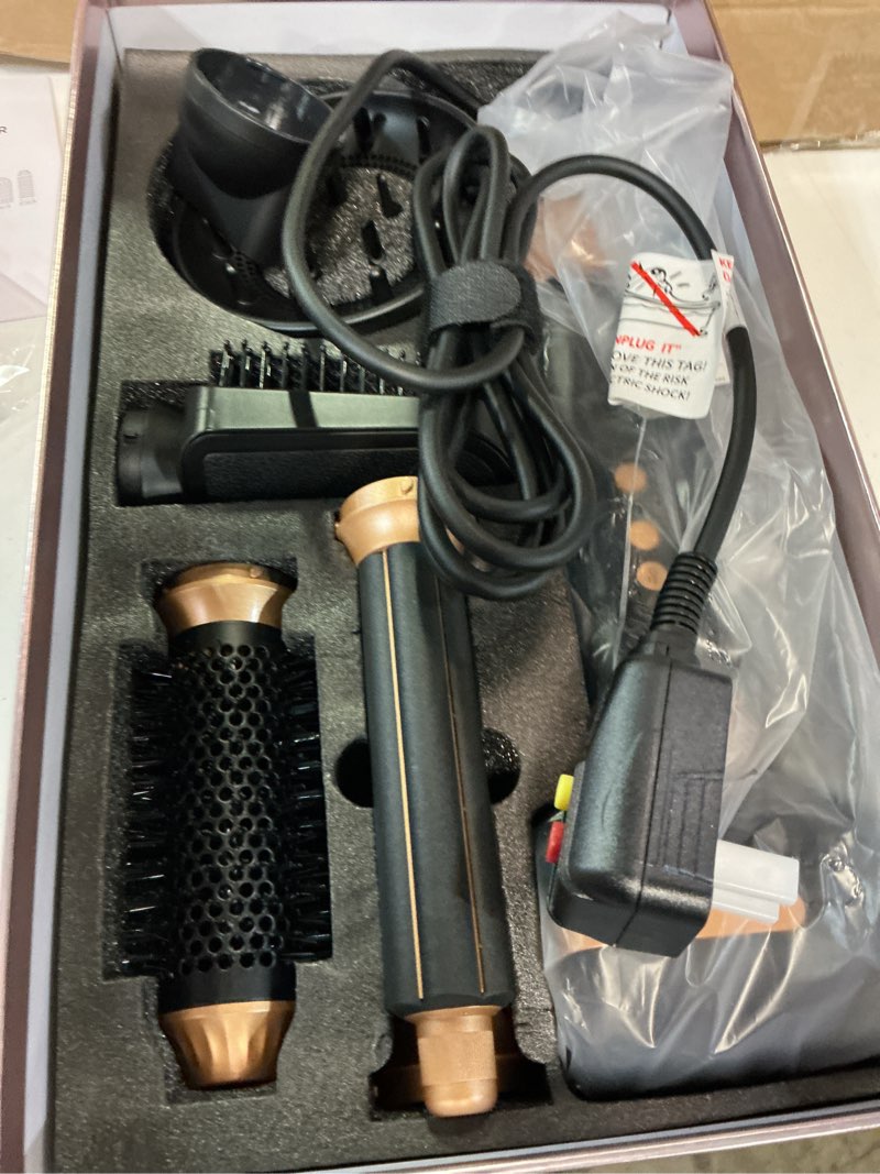 Condition photo showing New/Like New for atopskins 7 in 1 hair multi-styler and blow dryer brush set, 110,000 rpm high speed hair dryer with auto-wrap curler, straightener & diffuser, negative ion blowout styling tools for all hair types