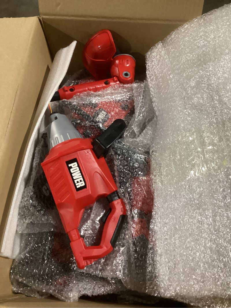 Condition photo showing Good Condition for 7 Pcs Toy Leaf Blower Lawn Trimmer Toy Chainsaw Lawn Cutter Push Mower Battery Set with Masks and Earmuffs Gardening Tool Set Christmas Birthday Gifts for Boys and Girls