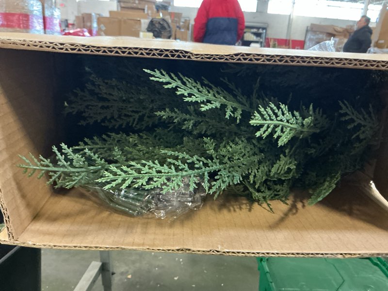 Condition photo showing Good Condition for Christmas Cedar Garland Realistic with Lights - Cypress Decorations 12ft for Mantle Lighted Faux Pine Garlands for Xmas Home Decoration Indoor Stairs Railing Fireplace 12 Ft Outdoor Prelit Door Decor 12 Ft 1