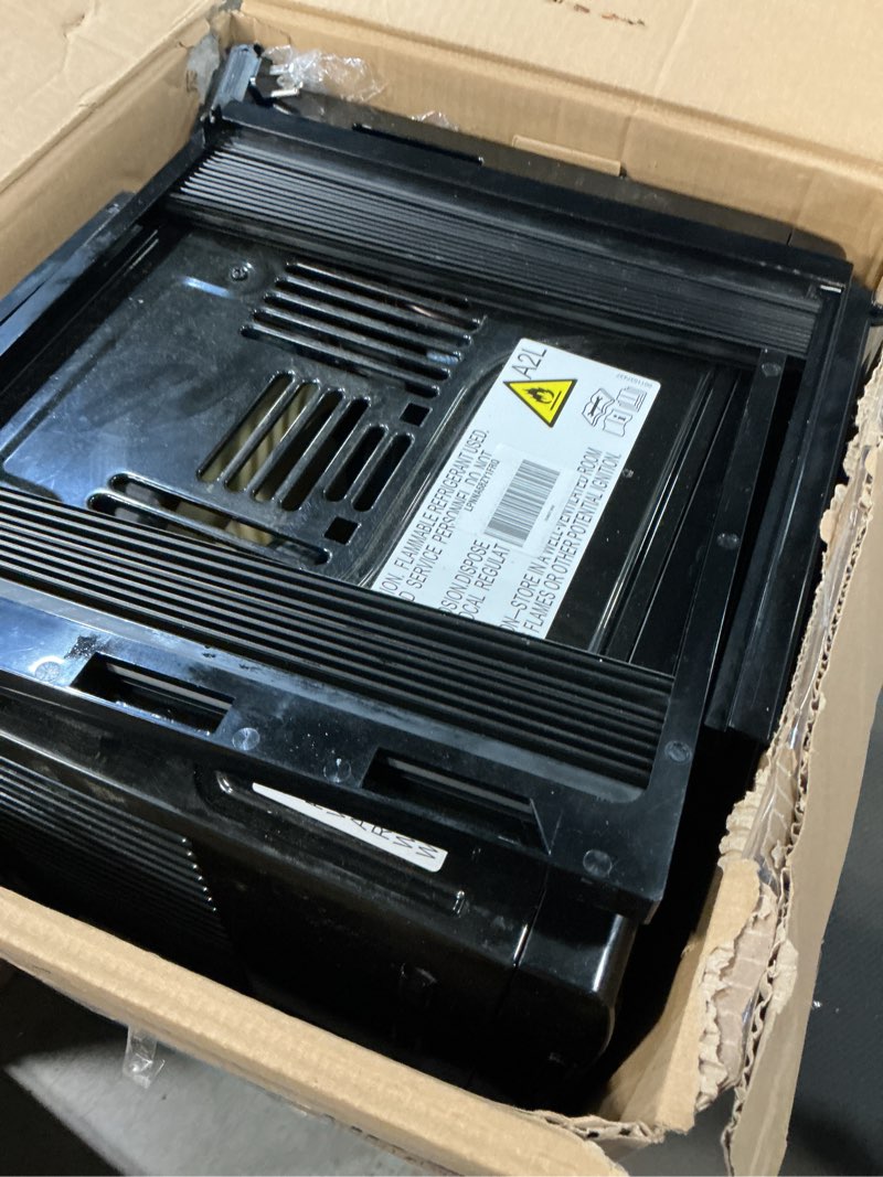 Condition photo showing As Is for ge window air conditioner unit, 5,000 btu for small rooms up to 150 sq ft. with manual adjustable fan and cooling settings, perfect for bedroom or living room, easy install kit included, black 5,000 btu mechanical controls black