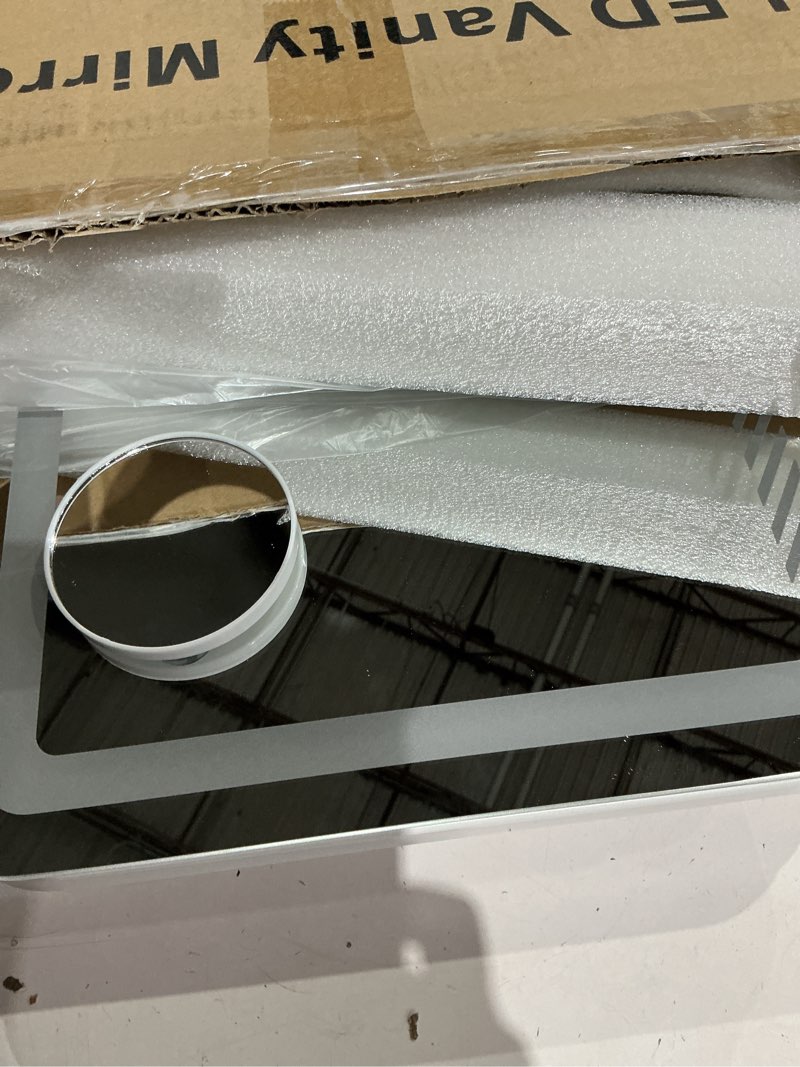 Condition photo showing Good Condition for kcavvi vanity mirror with lights, height-adjustable & 360° rotation, 1/10x magnification, three color lighting modes, makeup mirror smart touch control, large vanity desk mirror (17.5in,white) 17.5"l x 15.5"w