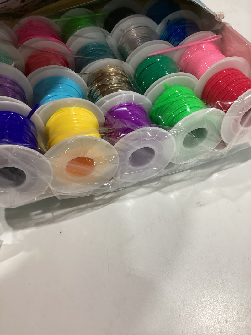 Condition photo showing Good Condition for lanyard string, 20 rolls gimp string, plastic strings lacing cord, boondoggle strings kit 1200 feet and 52pcs keychain lanyards accessories for keychain crafts, bracelet with instruction box laser & glow in dark & normal
