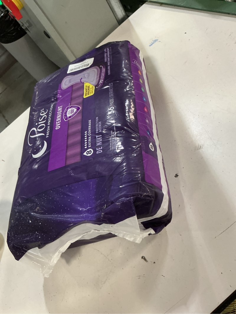 Condition photo showing New/Like New for poise overnight incontinence & postpartum pads for bladder leaks, 8 drop extra coverage, 36 count long 36