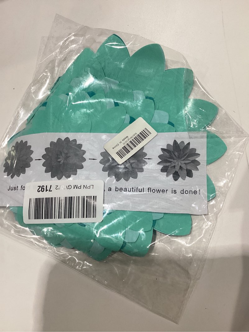 Condition photo showing New/Like New for 3d paper flower for wall wedding backdrop bridal shower party centerpieces home wall decor pack of 9 (turquoise)