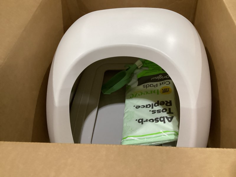 Condition photo showing As Is for Purina Tidy Cats Breeze Covered Cat Litter Box System Kit with Pellet Cat Litter, Hooded Litter Box, and Litter Box Pads
