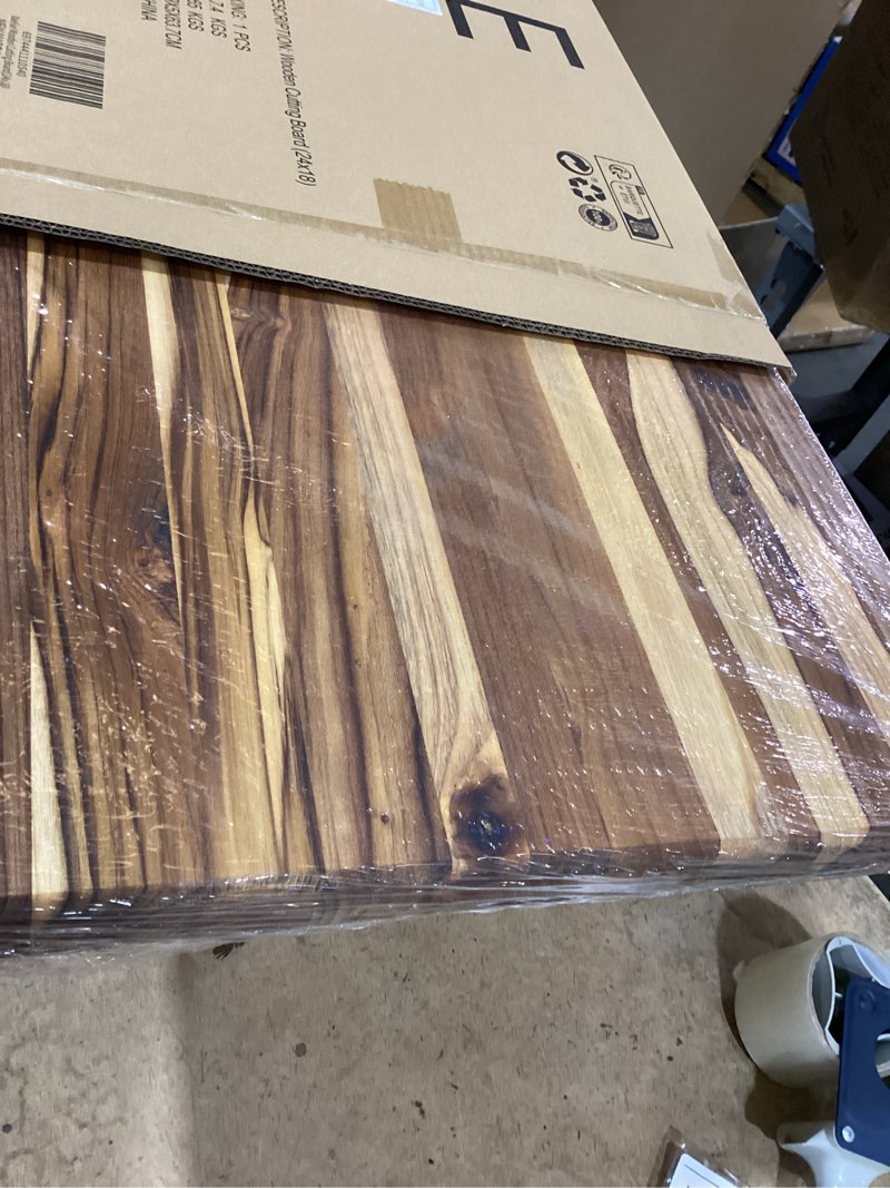 Condition photo showing New/Like New for vaefae large teak wood cutting board, heavy kitchen chopping board for meat and vegetables, xxx-large size (24 x 18 inches) 24"l x 18"w