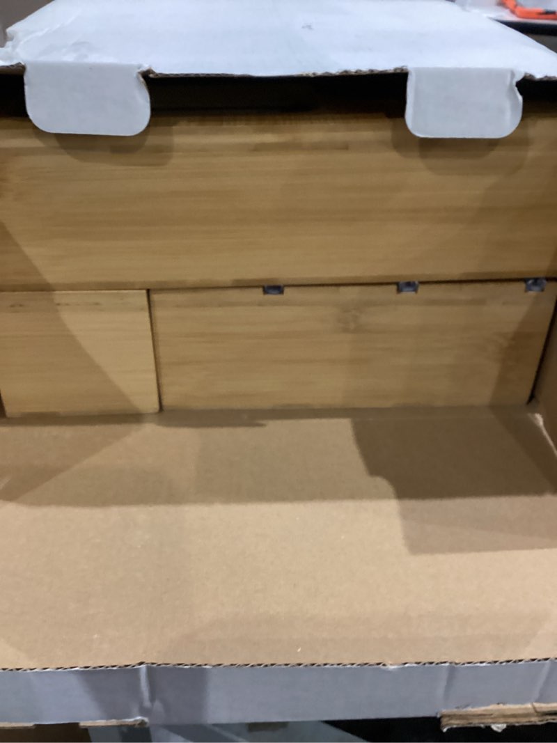 Condition photo showing Good Condition for 9 in 1 bamboo foil and plastic wrap organizer for kitchen drawer, plastic bag organizer organization and storage, food storage bag organizer with labels for quart gallon snack sandwich bag natural