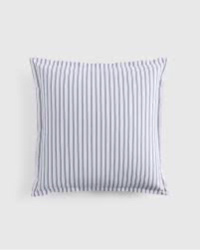 Classic Organic Percale Double Stripe Euro Sham, White/Navy, Euro