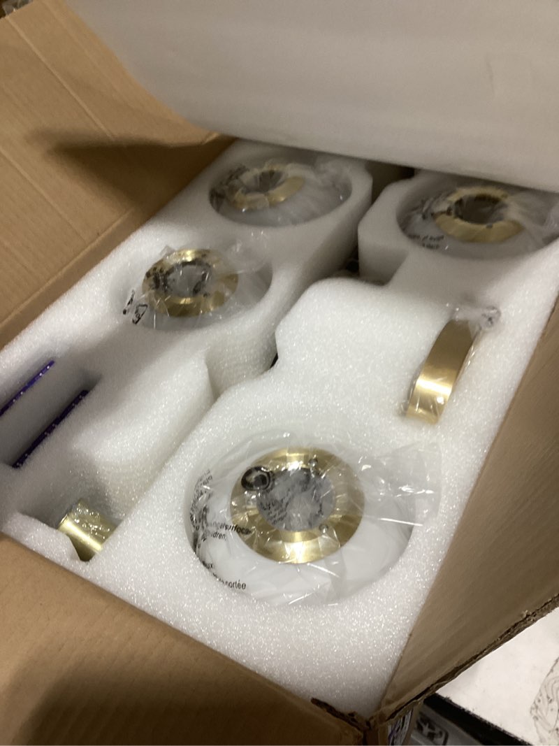 Condition photo showing Good Condition for KCO Lighting Modern Brass Linear Chandelier Pendant Light 7-Lights Gold and White Glass Pendant Lighting Mid Century Globe Dining Light Fixture for Living Room Kitchen 1-Gold