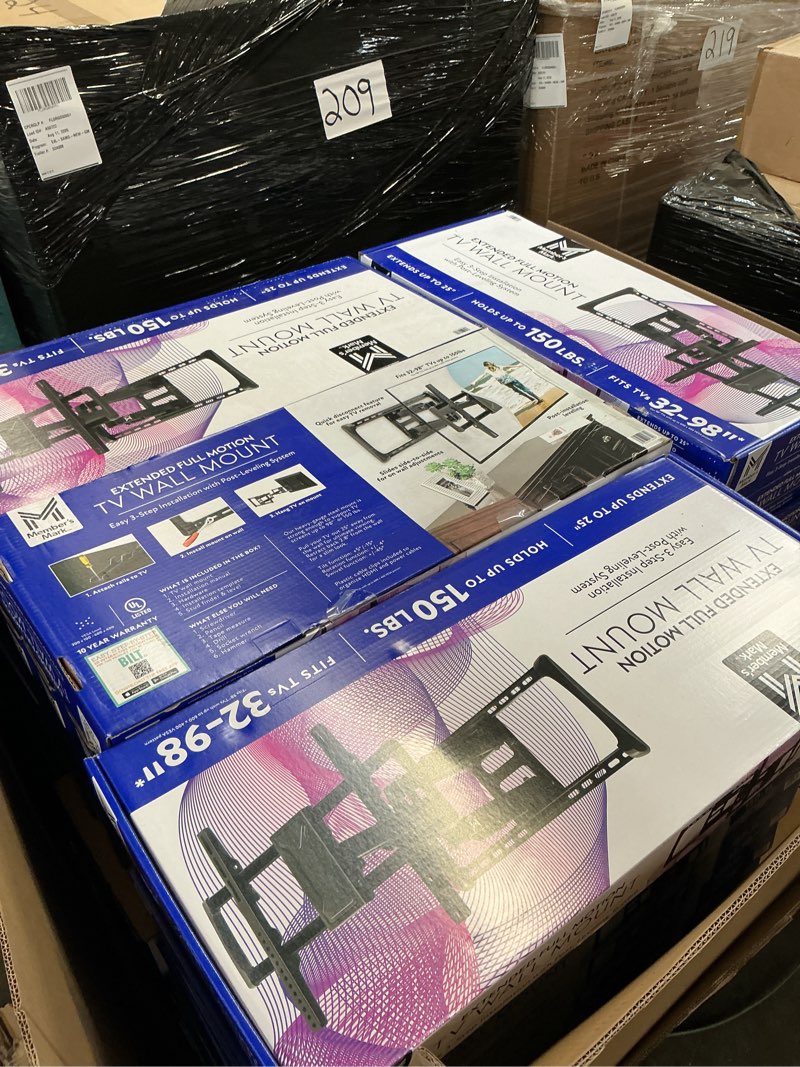 Condition photo showing New/Like New for member's mark full motion extended tv wall mount with articulating dual swivel arms for 32"- 98"* tvs
