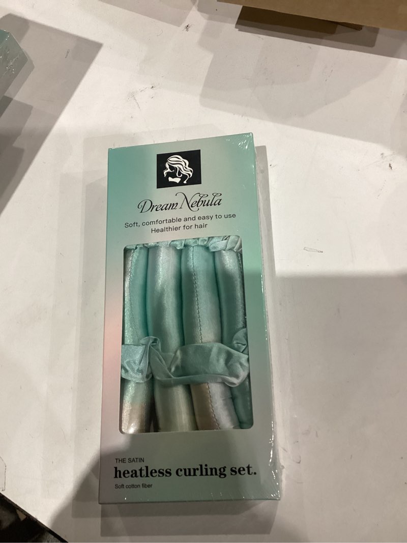 Condition photo showing New/Like New for Heatless Hair Curler, Satin No Heat Hair Curlers to Sleep in, Super Soft Heatless Rollers Overnight Heatless Curling Set with Scrunchies for All Hair Types (Dream Nebula)
