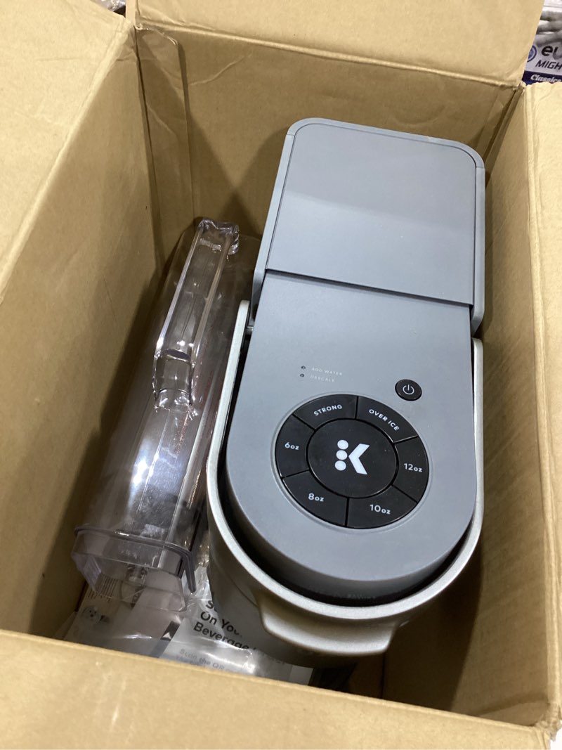 Condition photo showing As Is for keurig k-supreme single serve k-cup pod coffee maker, multistream technology, 4 brew sizes, 66oz dual-position removable reservoir, gray gray coffee maker