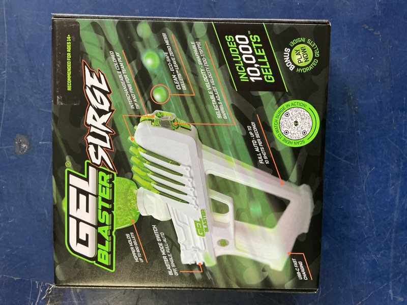 Condition photo showing New/Like New for gel blaster surge 1.5  electric green  water-based gellet blaster with 10 000 electric green gellet pack