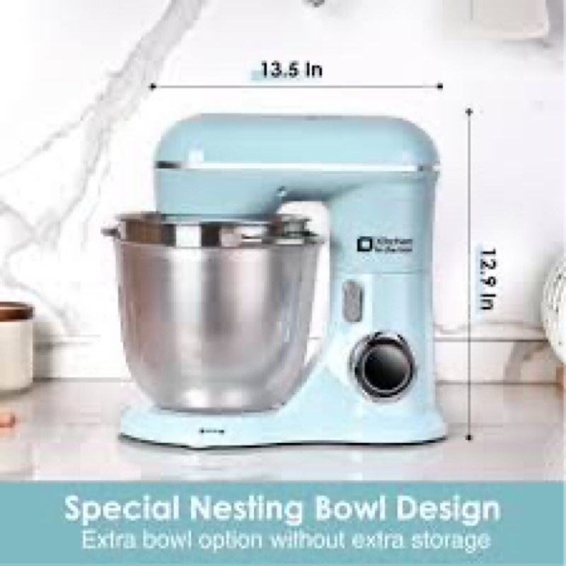 Kitchen in the box Stand Mixer, 4.5QT+5QT Two bowls Electric Food Mixer, 10 Speeds 3-IN-1 Kitchen Mixer for Daily Use with Egg Whisk,Dough Hook,Flat Beater (Rose Pink, 5QT) Rose Pink 5QT