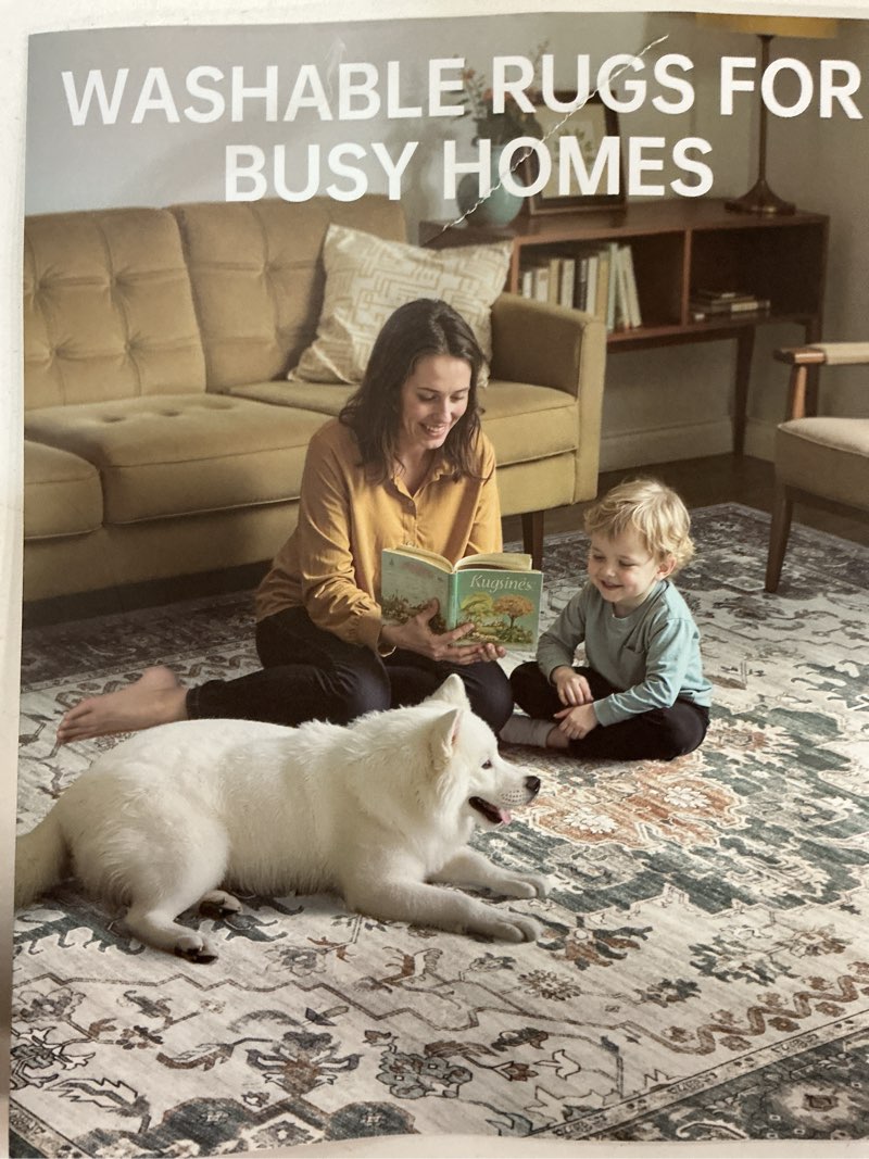 safavieh madison collection area rug - 9' x 12', cream & blue, boho chic medallion distressed design, non-shedding & easy care, ideal for high traffic areas in living room, bedroom (mad473b)