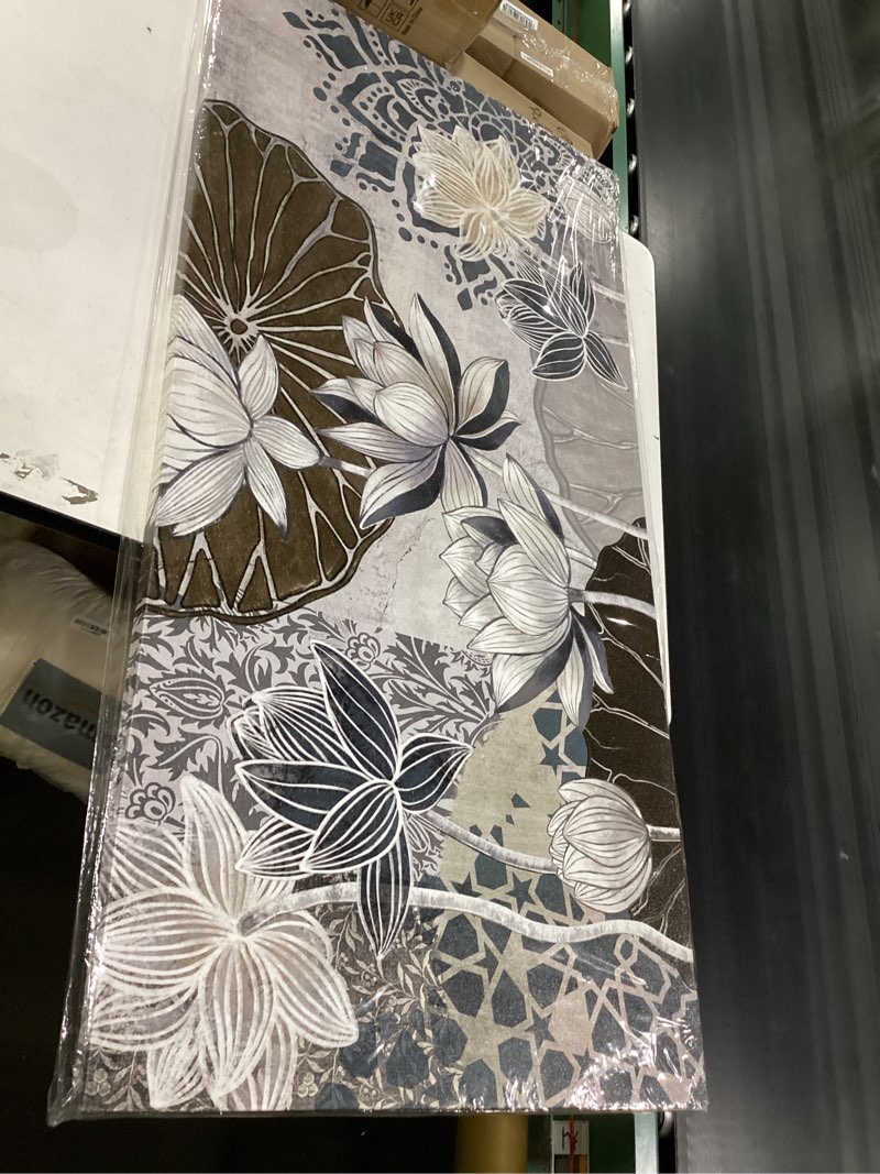 Condition photo showing Good Condition for large flowers wall art for living room decor framed art floral canvas pictures vintage blossom artwork navy blue botanical wildflower canvas prints for bedroom home office wall decor 20" x 40" 40"l x 20"w navy