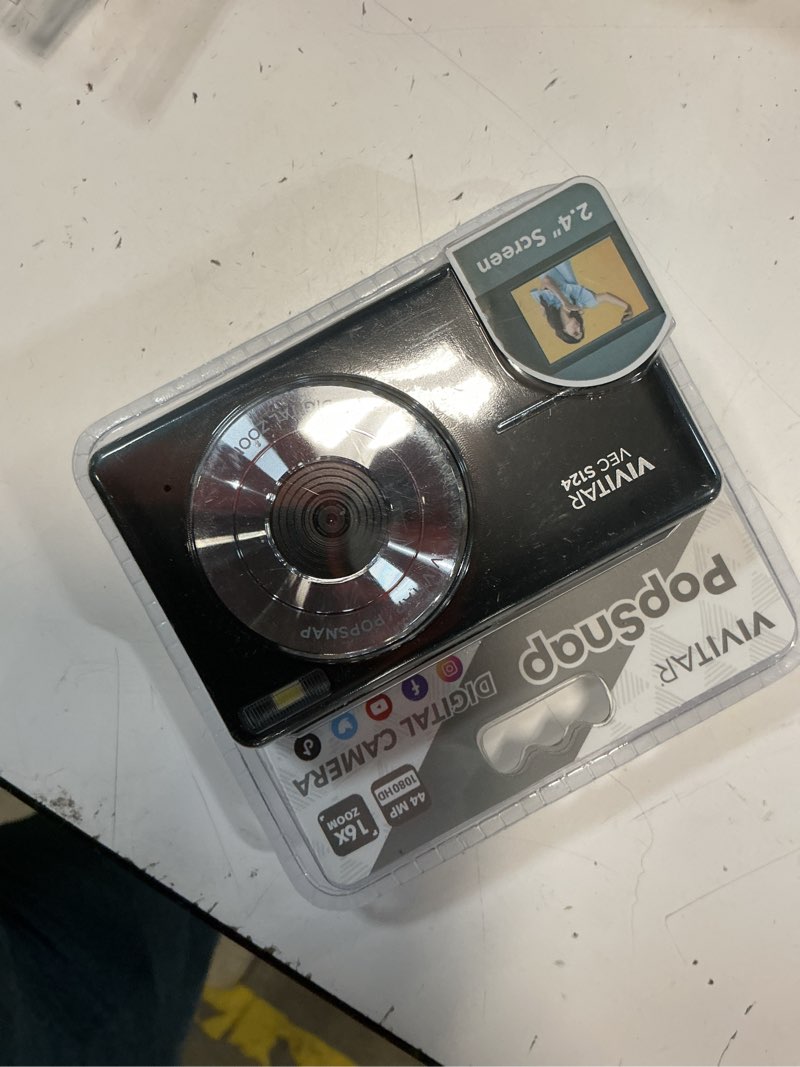 Condition photo showing Good Condition for vivitar popsnap compact digital camera, black, 16x zoom, 1080p, built-in flash, micro sd, slim lightweight pocket design