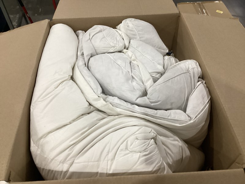 Condition photo showing As Is for Serta Feather and Down Fiber Pillow Top Mattress Topper  - 233 Thread Count 100% Cotton Mattress Pad Ultra Soft 2-Inch Support Feather Bed-White