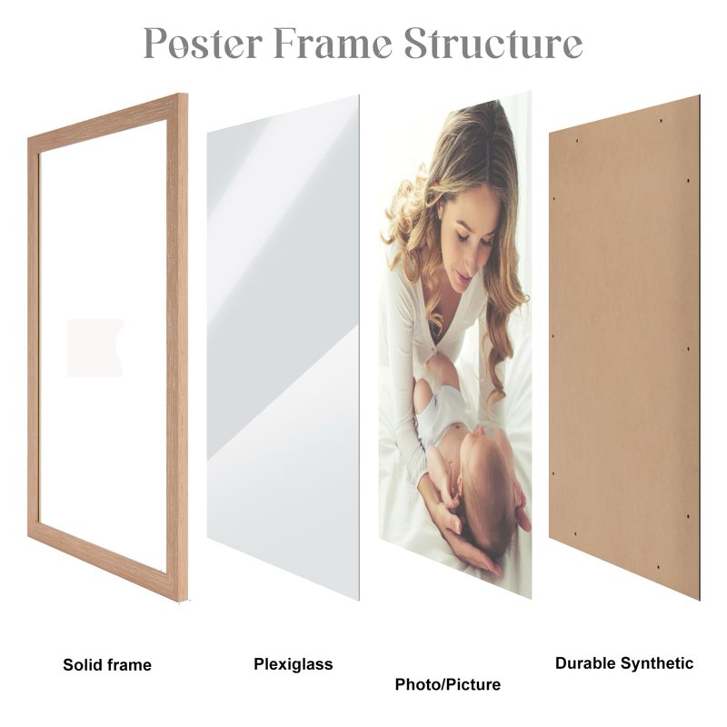 Oak 14x24 Frame - Single Frame - Rustic Woodgrain 14 x 24 Poster Frame with Plexiglass for Wall Gall