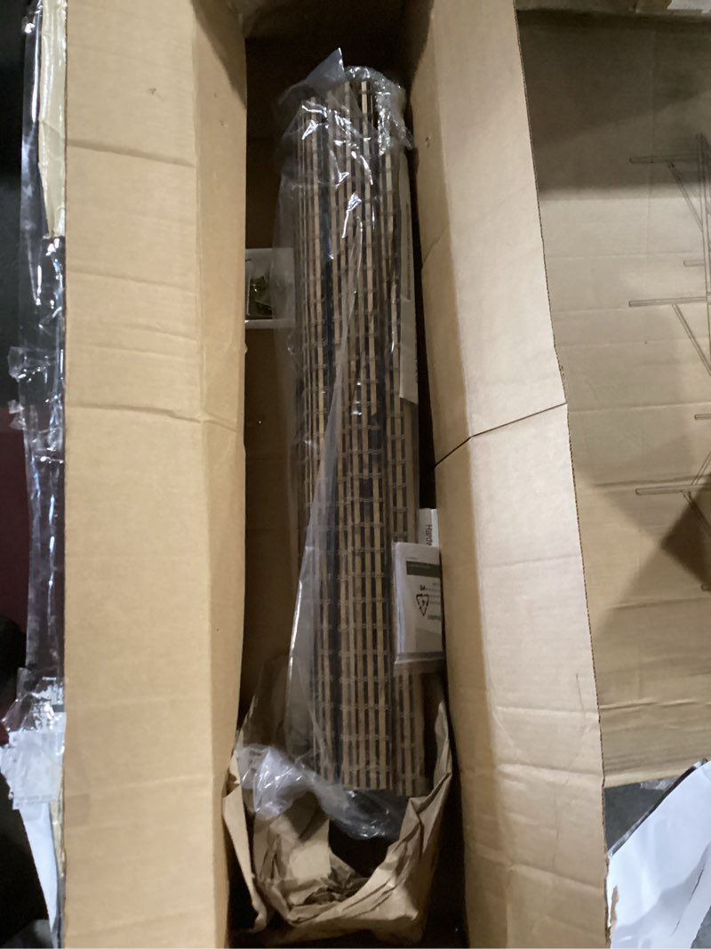 Condition photo showing Good Condition for mood bamboo shades | rustic | cordless bamboo roman shades for windows and doors (natural woven) | rustic walnut express (great privacy) | 28" w x 64" h rustic walnut express 28"w x 64"h