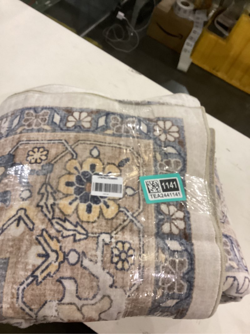 Condition photo showing As Is for Area Rug 9x12, Washable Area Rugs 9x12 Living Room, Large Rugs for Bedroom with Non Slip Backing for Office Dining Room Nursery Brown Multi 9*12