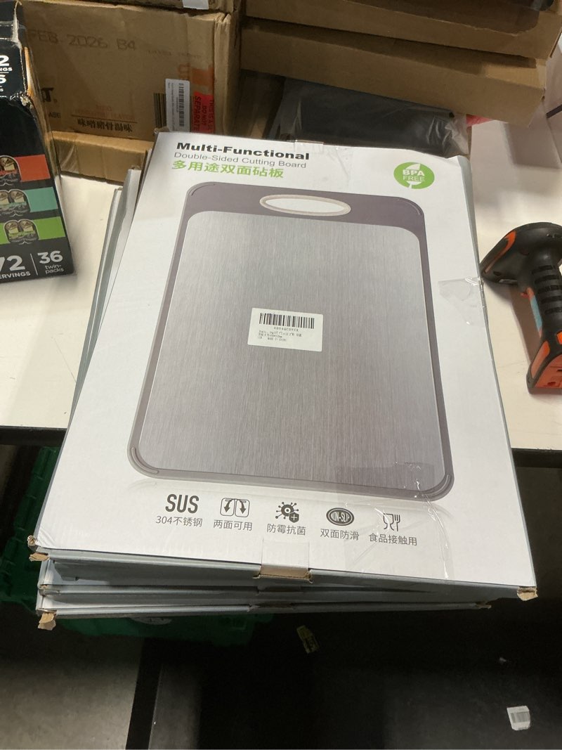 Condition photo showing New/Like New for Titanium Cutting Boards for Kitchen - Katuchef Non Toxic Double Sided Metal for Meat/Fish & Wheat Straw PP for Fruits/Vegetables, Dishwasher Safe, Hygienic, Pure Titanium Easy Clean Chopping Board 14"L x 10"W