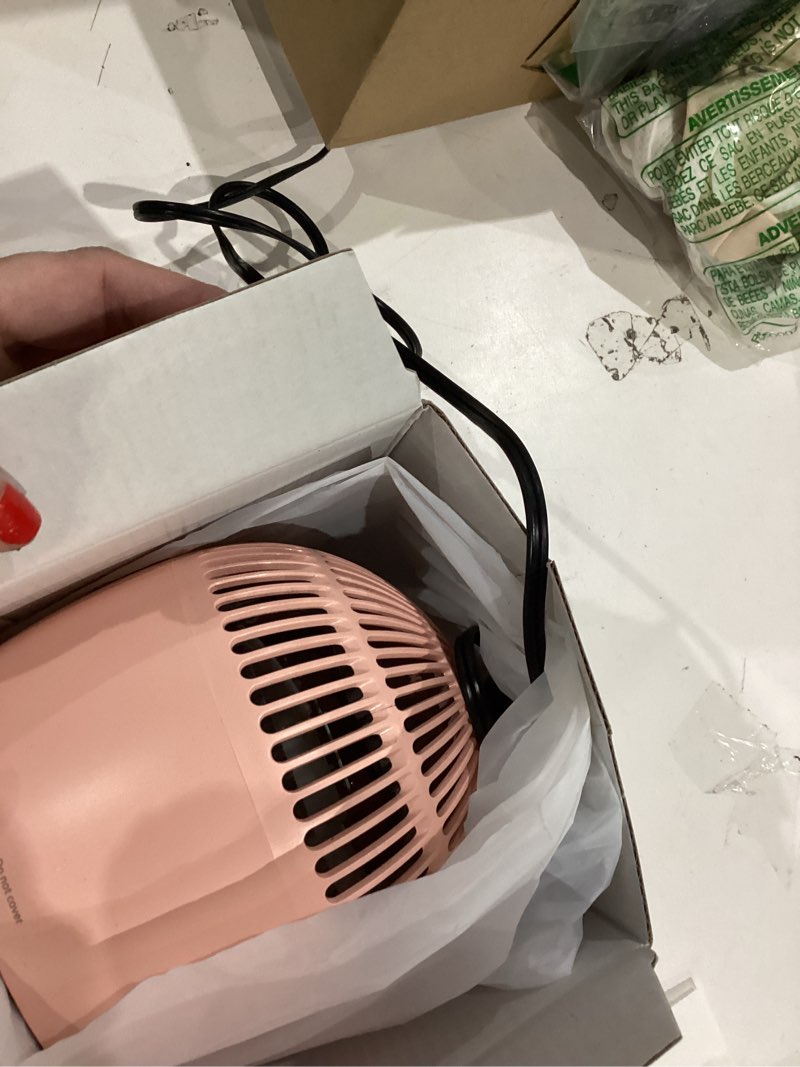 Condition photo showing As Is for Space Heater,Small Space Heater,1200W Desk Heater for Office,160° Lateral Auto Oscillating,3 Gears Adjustable,PTC Ceramic Heating,Tip-over & Overheat Protection,Fast Heating, Hot And Cold Air Pink