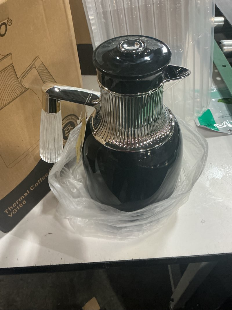 Condition photo showing New/Like New for EXCO 1.0L/34Oz Premium Thermal Coffee Carafe, Glass Lined Insulated Carafes for Keeping Hot, Elegant Coffee Tea Pot Vacuum Termos, Drink Beverage Dispensers, 12H Heat 24H Cold (Kahki+Wood Color)