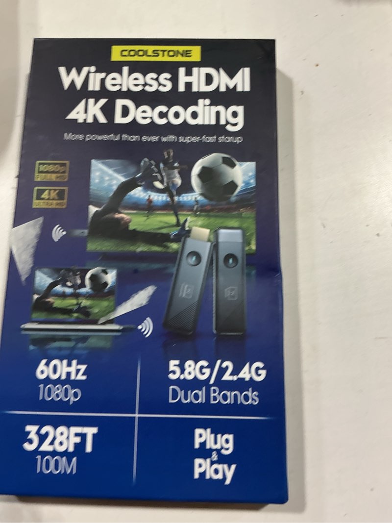 Condition photo showing Good Condition for wireless hdmi transmitter and receiver 4k decode 1080p@60hz output,plug & play 5.8g+2.4g wireless hdmi remote control extenders for movie/meeting/outdoor/travel
