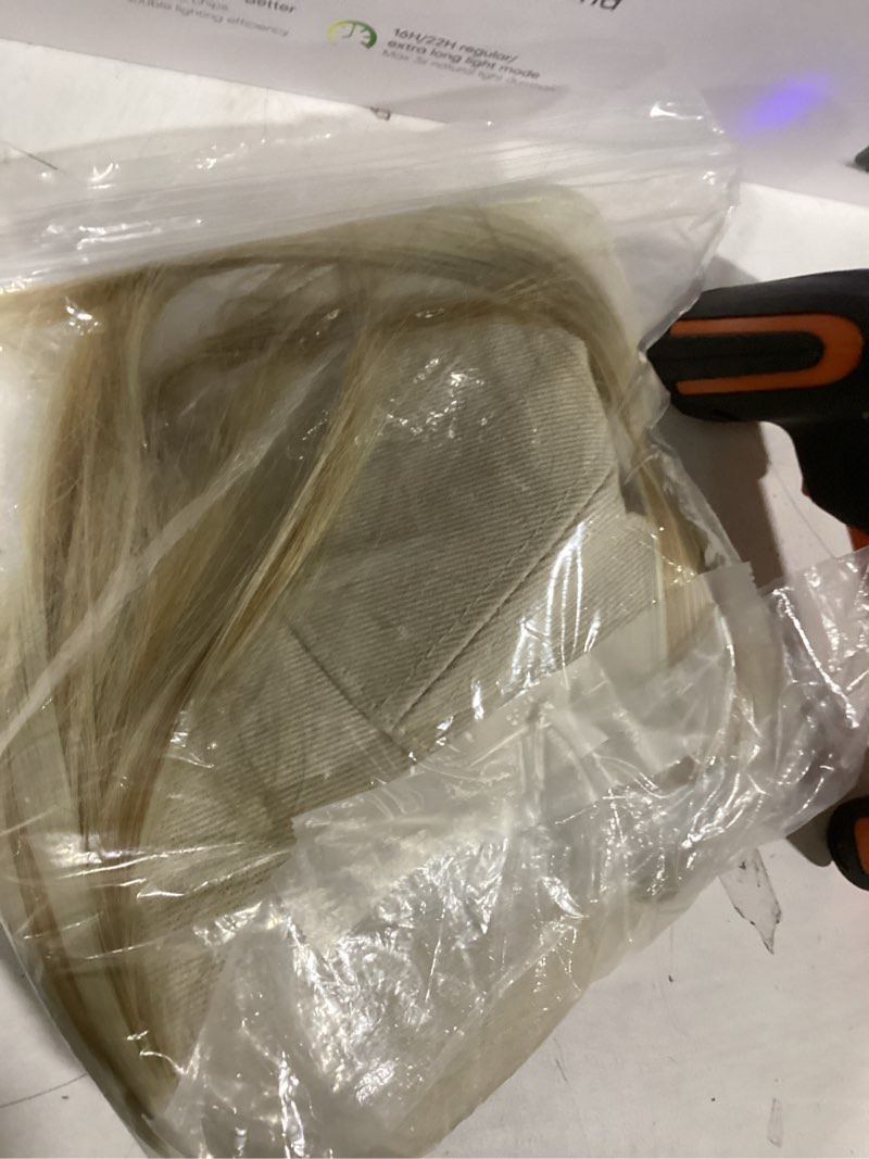Condition photo showing Good Condition for baseball cap with hair extensions hat wig adjustable hat attached short straight 18" synthetic hairpiece for women ash blonde mix bleach blonde st-88/27