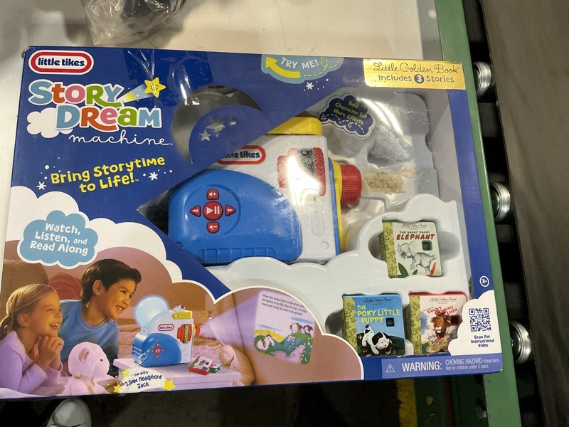 Condition photo showing As Is for little tikes story dream machine starter set, storytime, books, little golden book, audio play, the poky little puppy character, nightlight, toy gift for toddlers and kids girls boys ages 3+ multicolor