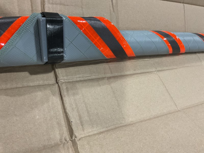 Condition photo showing New/Like New for orangegear® 36" x 36" highly visible fluorescent orange non-reflective vinyl roll-up mutcd compliant traffic control sign, fiberglass ribs & steel single spring sign stand kit (utility work ahead)