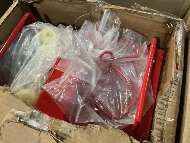 Condition photo showing As Is for ECOTRIC Universal 2" Forklift Hitch Adaptor 6500 LBS Capacity Fit for All Standard 2" Hitch Insert Trailer Tow Hitch Attachment Steel Powder Coated Red