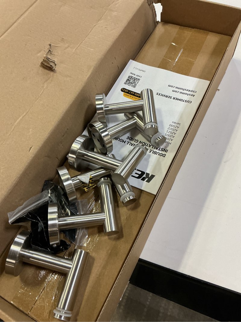 Condition photo showing Good Condition for KES Glass Shelf for Bathroom, Floating Glass for Wall Shelves 20-Inch 3 Pack Rectangular Stainless Steel Brackets Wall Mounted Brushed Finish, A2021-2-P3 3 Brushed Finish