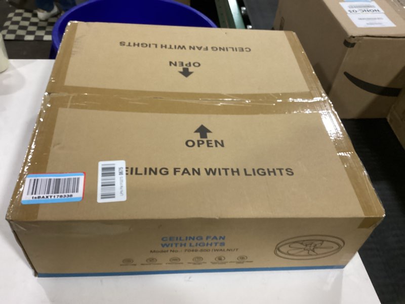 Condition photo showing Good Condition for Ceiling Fans with Lights and Remote, 20 Inch Flush Mount Low Profile Ceiling Fan, Reversible DC Motor, 6 Speeds, Dimmable LED Fan for Bedroom, Kitchen, Dining Room, Kids Room, Office Black 20 inch