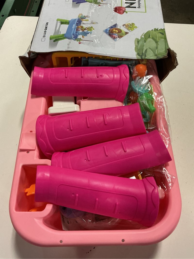 Condition photo showing New/Like New for 2026 upgraded water table for toddlers 1-3 - outdoor toys for kids ages 4-8 with pump, summer outside sensory activity pool toys, kitchen play sink toy with running water, fishing toy, pink