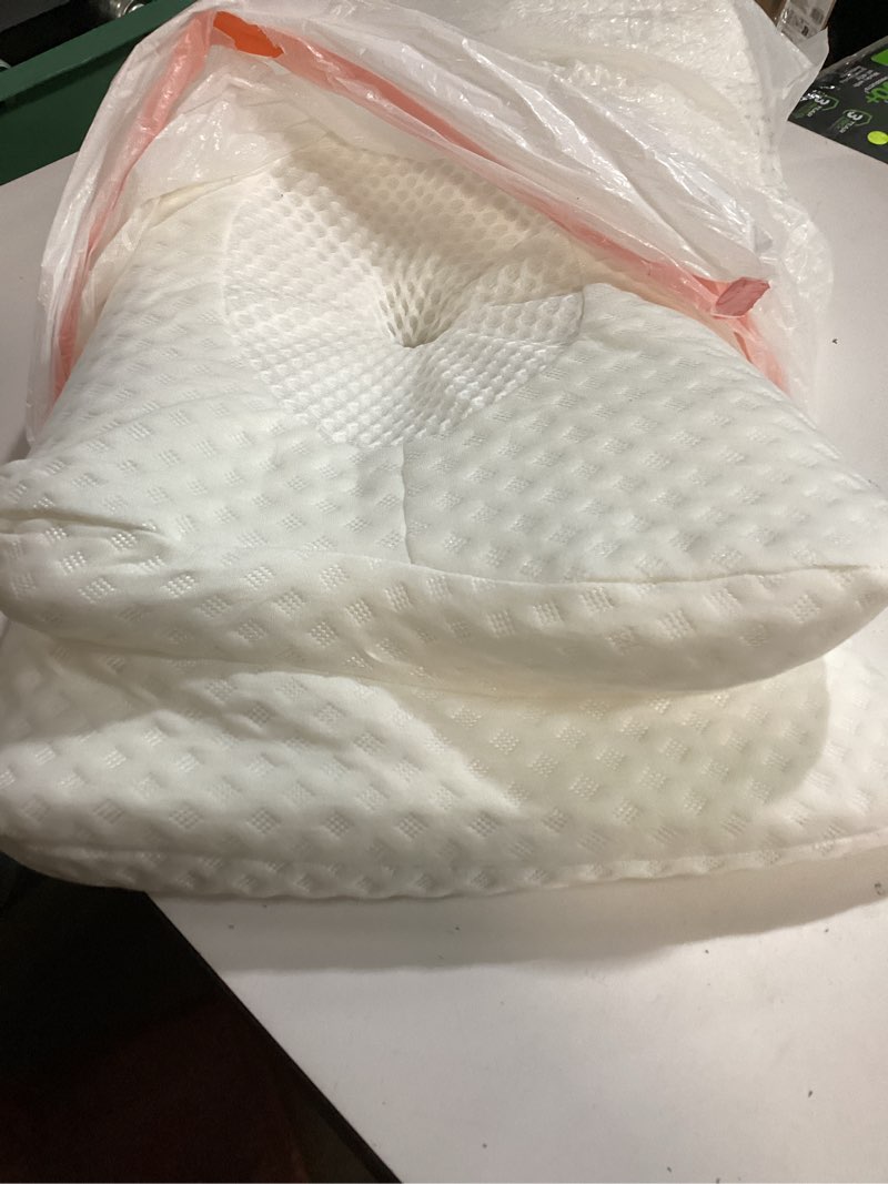 Condition photo showing As Is for Cozyplayer True Cooling Cervical Neck Pillow for Pain Relief, Ergonomic Side Sleeper Pillow for Neck Support, Odorless Orthopedic Contour Memory Foam Pillows, Bed Pillow for Back Stomach Sleeper