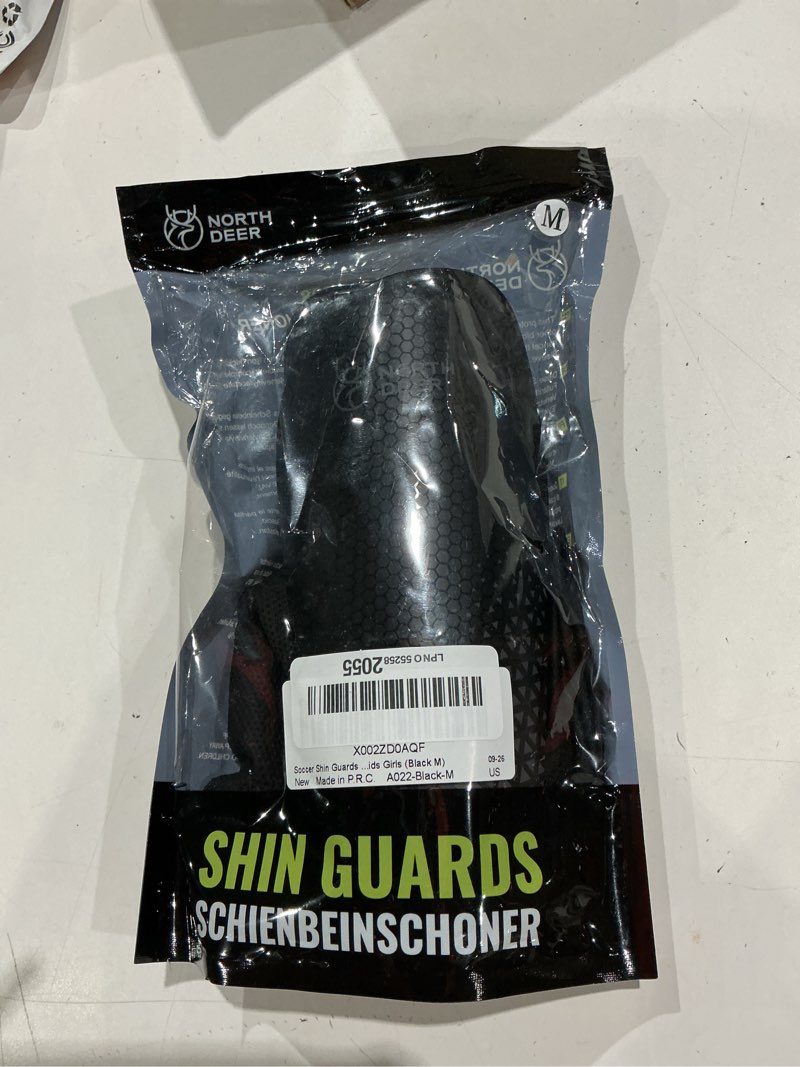Condition photo showing New/Like New for northdeer soccer shin guards for kids adults. sleeves with optimized insert pocket - protective soccer for boys girls men shin pads 1 pair + sleeves 1 pair, black m (4'7"-5'3")