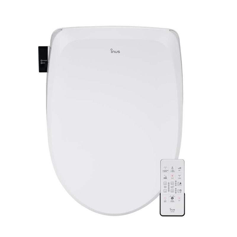 Electric Bidet Seat for Elongated Toilets with Tankless, Stainless Nozzle, Night Light, Soft Close, Heated Seat in White 