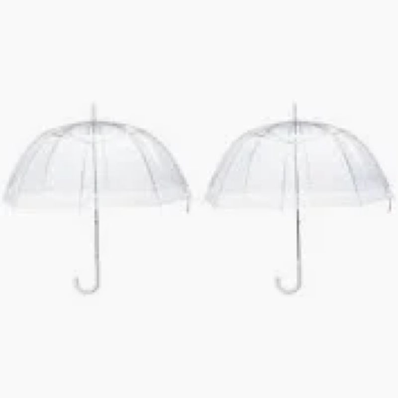 Miles Kimball Clear Dome Umbrella, Durable Wind-Resistant Umbrella with Sturdy Bubble Design, Dome Canopy 29” Diameter, Set of 2