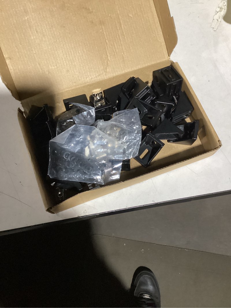 Condition photo showing Good Condition for 24 Set Black 3030 Series Aluminum Extrusion Profile Connector, Includes 1pc Wrench, 24pcs 2835 Corner Bracket, 48pcs M6 T-Slot Sliding Nuts and Hex Screw Bolt for 20S Aluminum Rail Accessories 24 Set Black 3030 Series with M6 screw nut