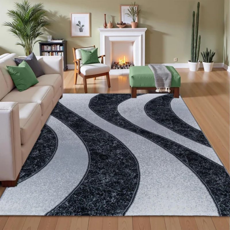 cozirita 5x7 modern abstract area rug for living room, soft medium pile carpet, non-shedding easy ca