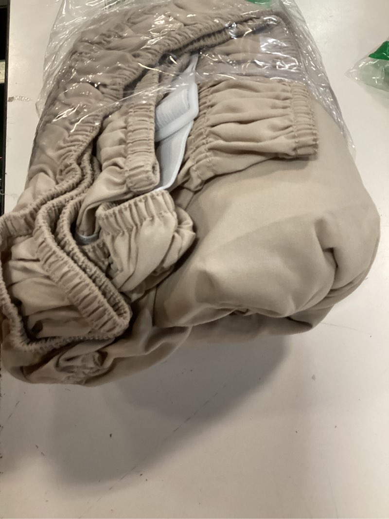 Condition photo showing Good Condition for wrap around dust ruffle bed skirt - cream - for full size beds with 18 inch drop - easy fit elastic strap - adjustable pleated bedskirt w/brushed fabric - wrinkle free - for women, men, kids & teens full/full xl 18" - drop 12 - cream