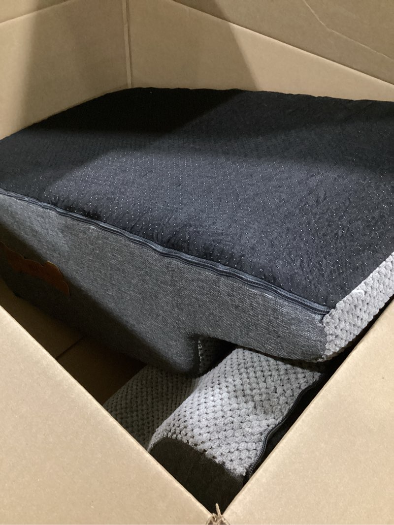Condition photo showing Good Condition for dog stairs 4 steps for small dogs and cats to get on high beds, couch or car, pets can climb, sit, lie down or perch to look out windows on the spliceable ramp, provides support, grey?19" h?