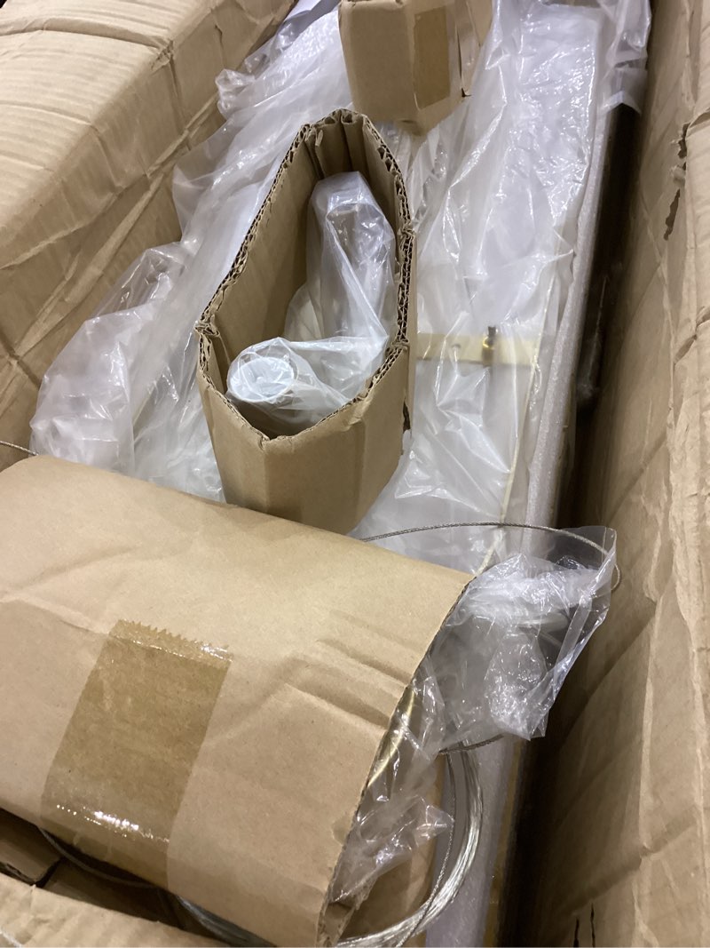 Condition photo showing Good Condition for Gold Rectangle Chandeliers for Dining Room Modern Island Light Crystal Glass 6-Light Chandelier Rectangular Linear Pendant Hanging Ceiling Light Fixture for Kitchen L33.5”