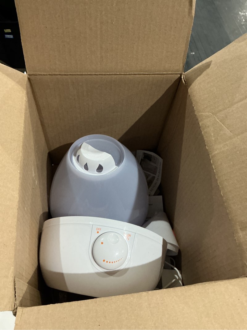 Condition photo showing As Is for crane ultrasonic cool mist humidifier for bedroom, baby nursery, kids room, plants, or office, large 1 gallon tank, filter optional, white white 1 gallon