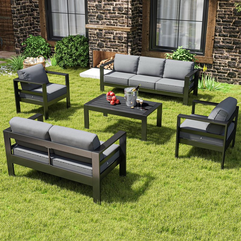 *incomplete,box 1 only* Wade Logan® Arnhildur Aluminum 7 - Person 5 Piece Sofa Seating Group