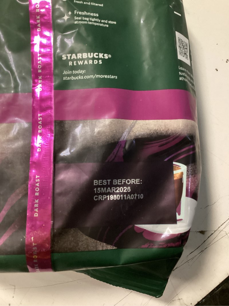 Condition photo showing New/Like New for Starbucks Ground Coffee, Dark Roast Coffee, Espresso Roast, 100% Arabica, 1 bag (28 oz) 28 Ounce (Pack of 1)