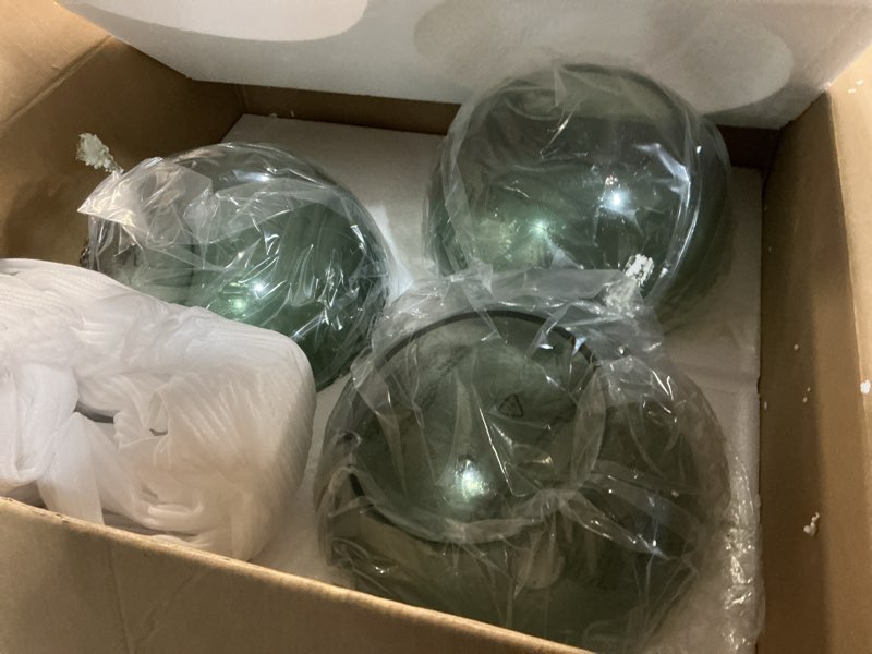 Condition photo showing Good Condition for gray green glass pendant lights kitchen island lighting globe pendant light fixtures modern pendant lighting for kitchen island bedroom living dining room light fixture(9.84in, 3-pack) gray green 3 pack 9.84in